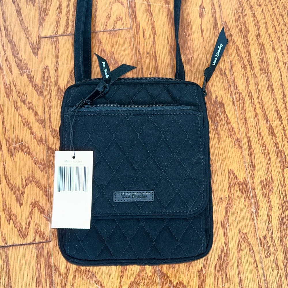 Vera Bradley mini hipster quilted black crossbody purse.